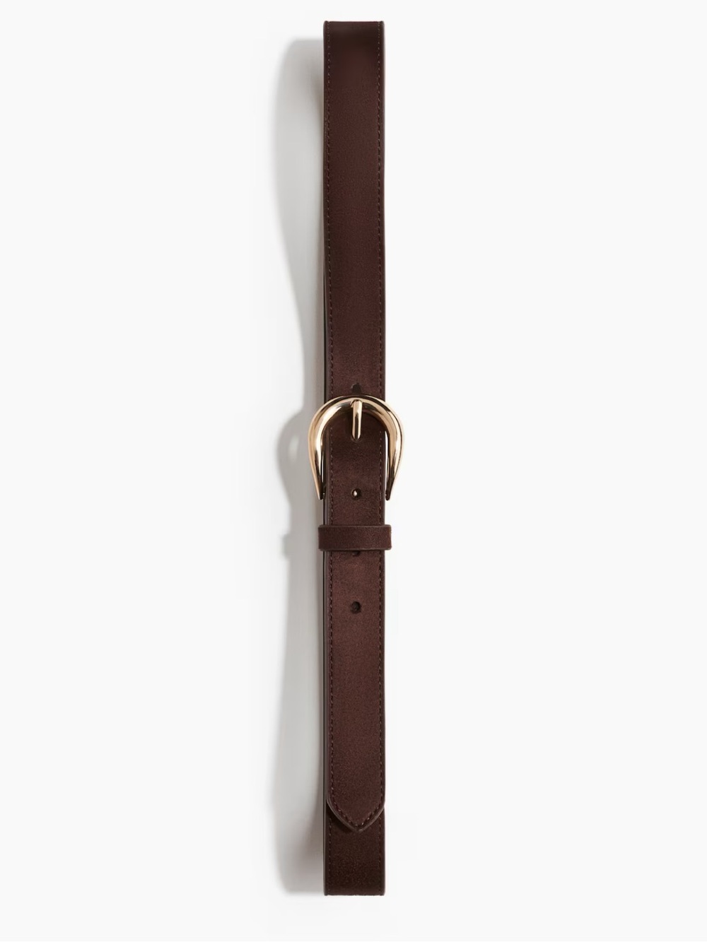 Suede Brown Belt With Gold Buckle